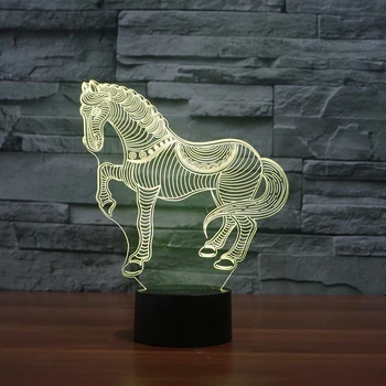 

Animals War Horse 3D Night Light Touch Table Desk Lamps,7 Color Changing Lights with Acrylic Flat & ABS Base & USB Charger
