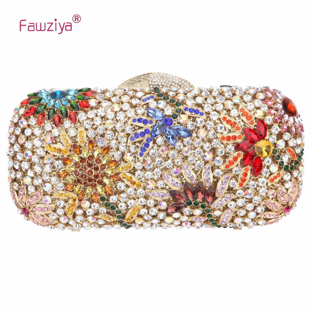 

Fawziya Crystals Floral Clutch Bags For Womens Purses And Handbags
