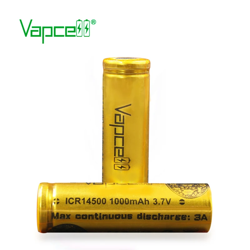 2 шт. Vapcell 14500 батарея 1000 мАч 3A батарея ICR14500 для фонариков маленький Электроинструмент Высокая емкость аккумуляторная батарея