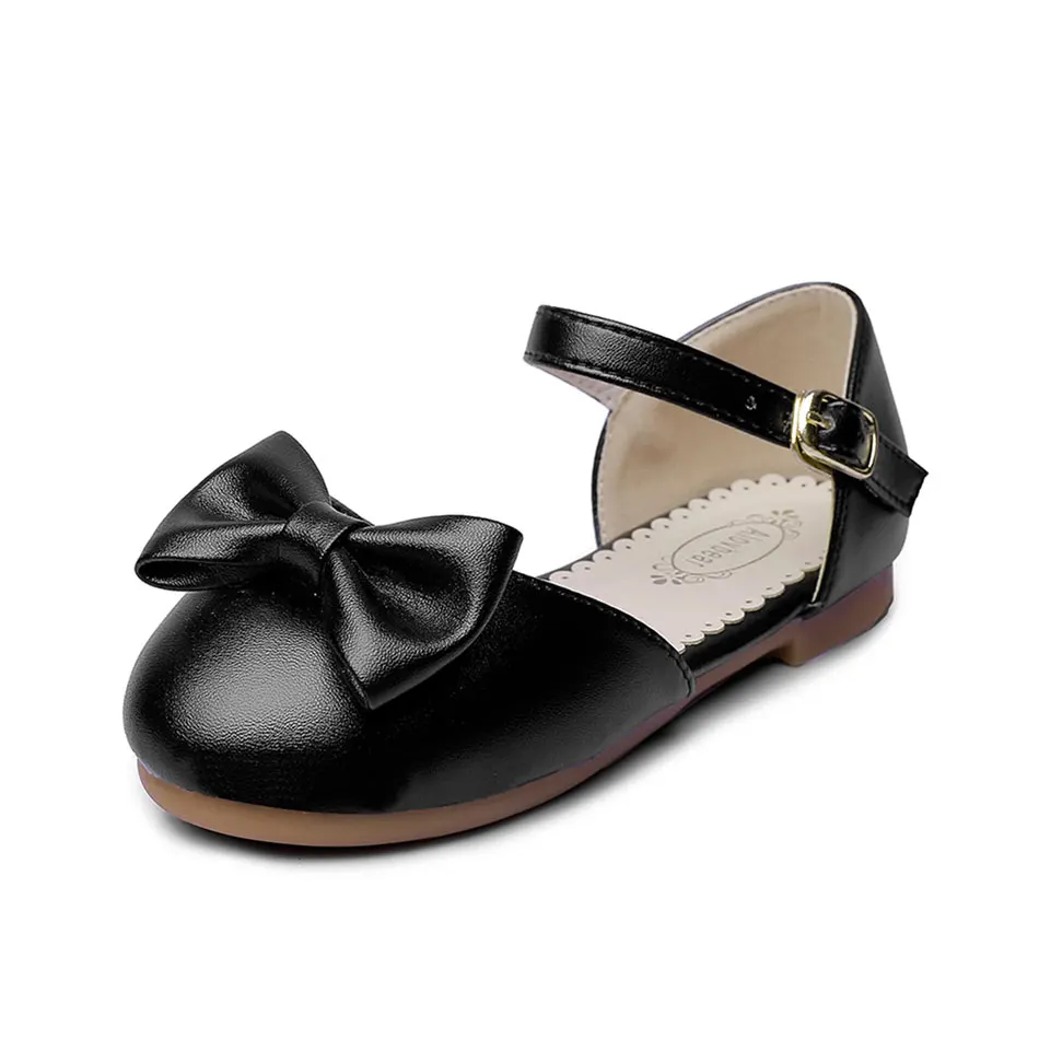 MSMAX Children Leather Shoes Butterfly Knot Breathable Mary Janes Girls Dress Party Wedding Shoe