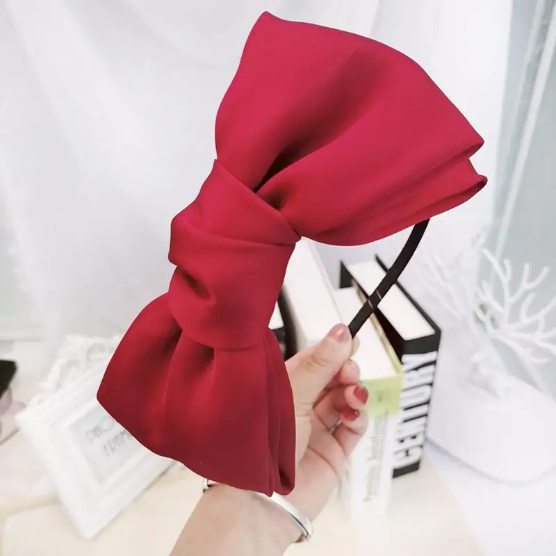 COKK, новая мода, для женщин и девочек, завязанный большой бант, повязка на голову, элегантная шифоновая повязка на голову, повязка на голову, головные уборы, женские аксессуары для волос - Цвет: wine red