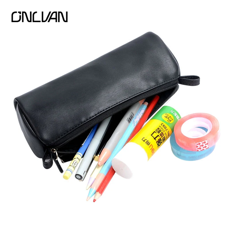 ONLVAN Fashion Pencil Bags PU Leather Pencil School Supply Make Up Bags