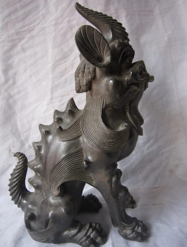

Fast shipping USPS to USA S2073 11"auspicious Chinese Home Fengshui Bronze Unicorn Beast Statue