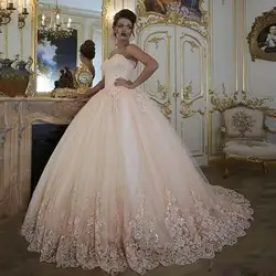 Robe De Mariage Роскошные Блестящие Розовые Свадебные платья 2019 блестки в виде сердечек кружева плюс Размеры Свадебные платья для невесты Vestido De