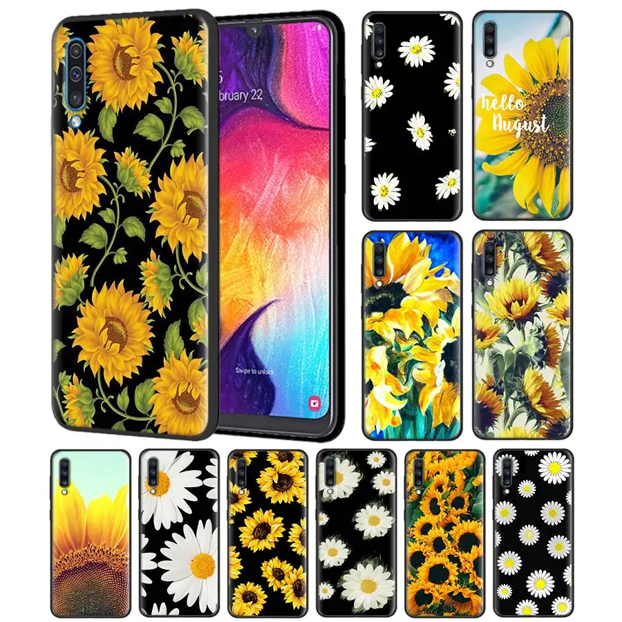 

Summer Daisy Sunflower Flower Silicone Case for Samsung Galaxy A6 A7 A8 Plus A9 A70 A50 A10 A20 A30 A40 A80 Black Soft Case