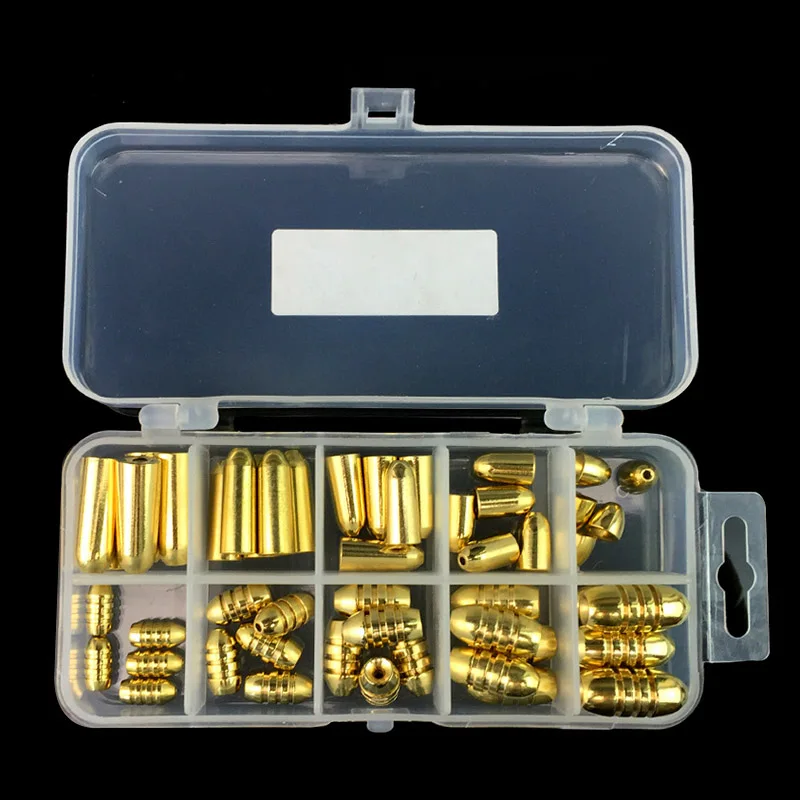 

50 Pcs 1.8/3.5/5/7/10g Fishing Weight Assorted Bullet Shape Copper Lead Sinker Kit Tackle Sinkers with Box EDF88