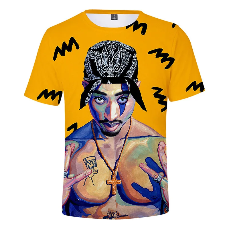 

2019 Summer mens clothing King of Rap 2 Pac t-shirt men/women/Children yellow tshirt tops Clothes Fashion Tees Boy girl Tshirt
