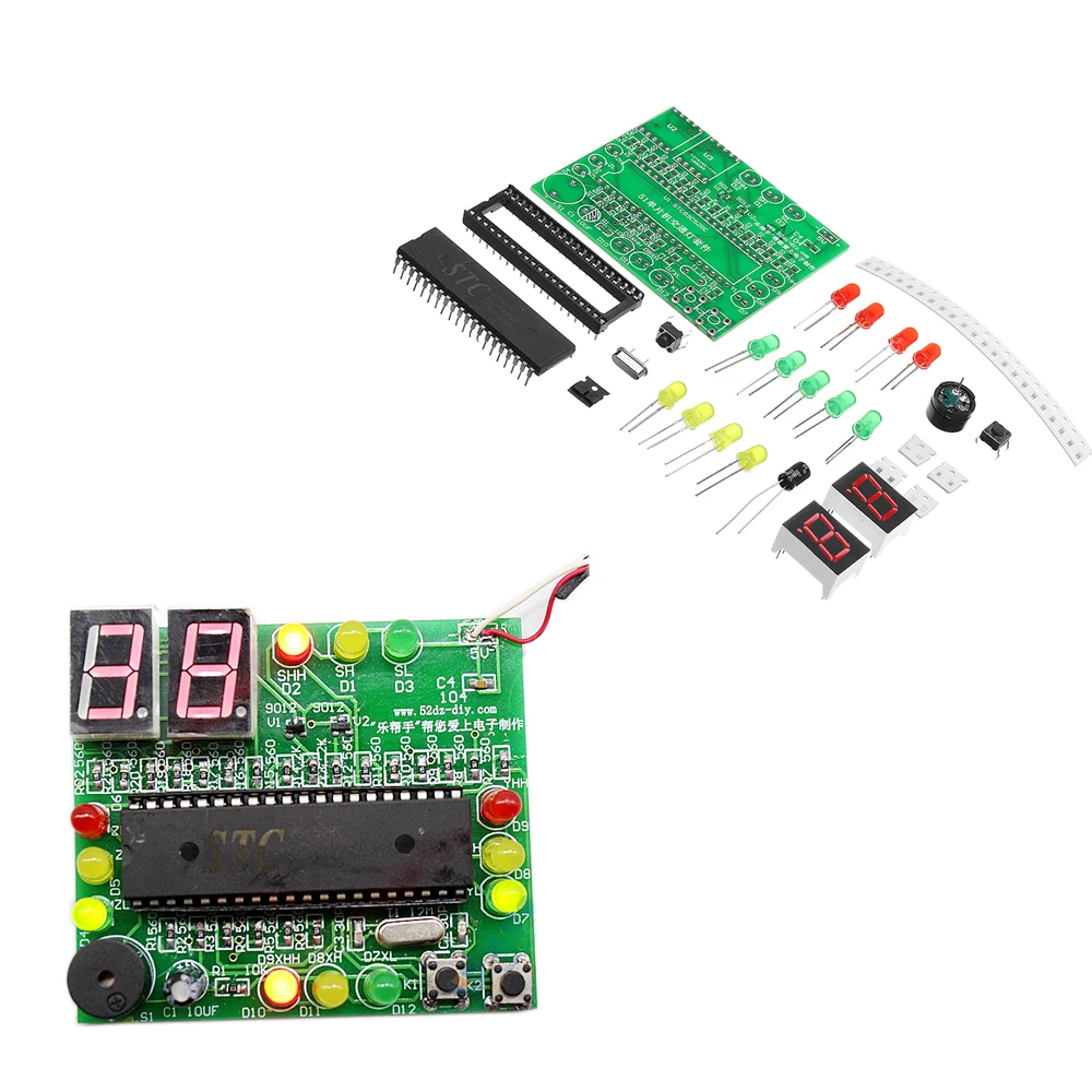 

DIY 51 Single Chip Traffic Light Kit Electronic Production DIY LED Flash Kit