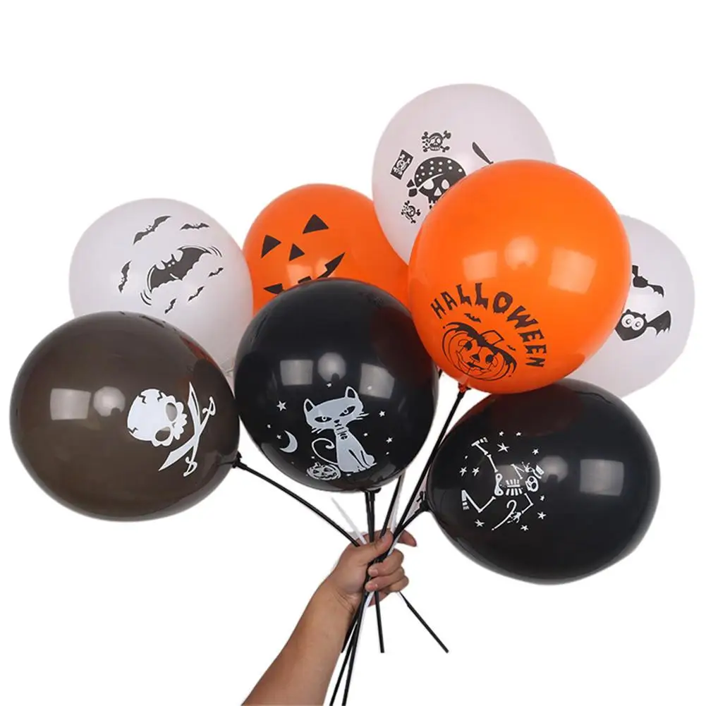 

100PCS Halloween Pumpkin Cat Color Drawing Random Decorative Balloons Thick Latex Balloons Festival Party Decoration Props