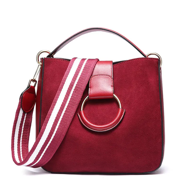 EsMussSein сумка из натуральной кожи широкая ручка ремень кольцо женская сумка сумки на плечо Модные женские кошельки сумка через плечо - Цвет: Red