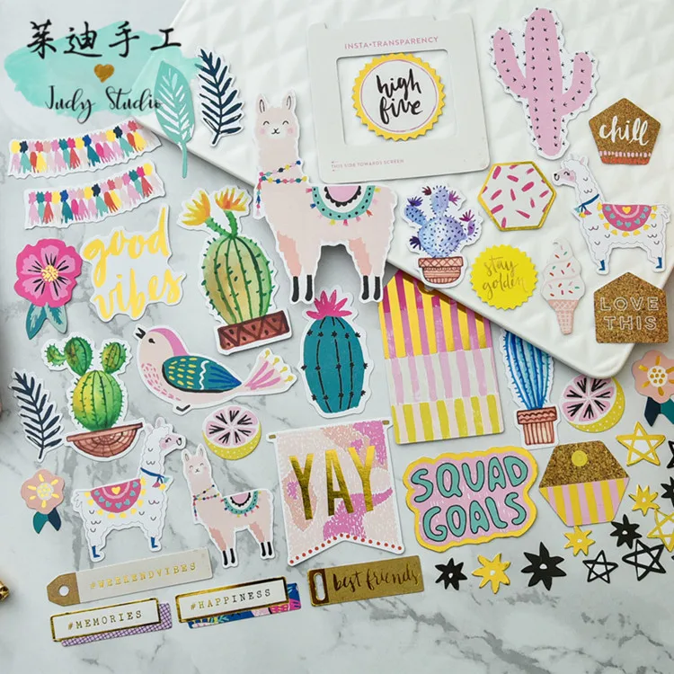 

YPP CRAFT 50pcs Beautiful Alpaca Cardstock Diecut Stickers for Scrapbooking Happy Planner/Card Making/Journaling Project