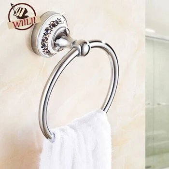 

Blue And White Porcelain Stainless Steel Round Ring Organizer Bathroom Accessories Storage Holder Storage Rack For Towel