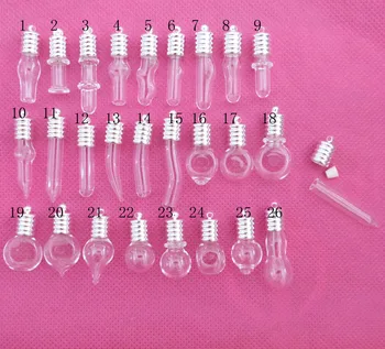 

50set/lot 5mm diam Rice glass vial wishing bottle & Silver cap & rubber plug for diy jewelry necklace--26 styles option