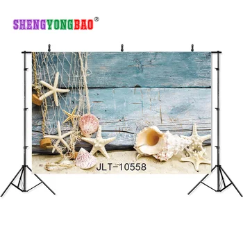 

SHENGYONGBAO Vinyl Custom Fishing nets Photography Backdrops Prop Conch Sailboat Photo Studio Background 10558
