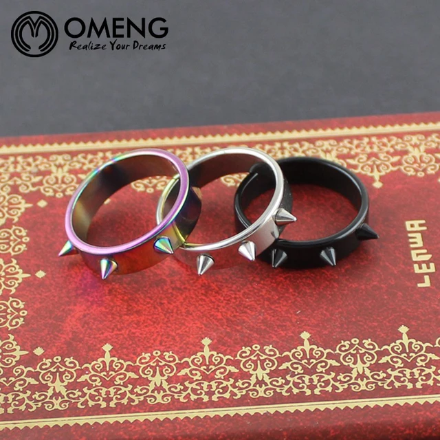 OMENG Hot Sale Nail Rivet Titanium Stainless Steel Man Rings Punk Spike Rivet Co OMENG Hot Sale Nail Rivet Titanium Stainless Steel Man Rings Punk Spike Rivet Co
