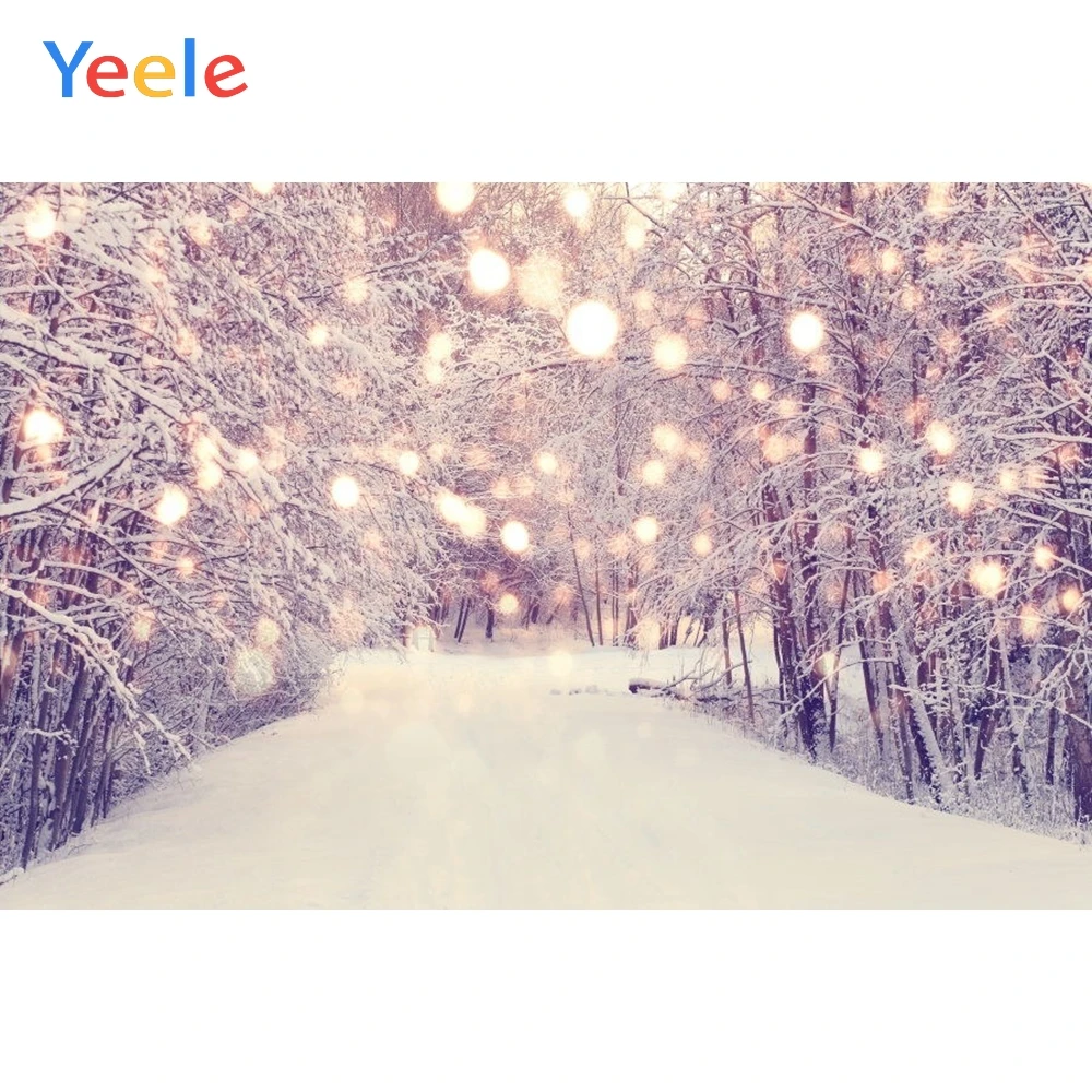 

Yeele Glitters Bright Light Bokeh Winter Snow Pine Forest Scenic Photography Backgrounds Photographic Backdrops For Photo Studio