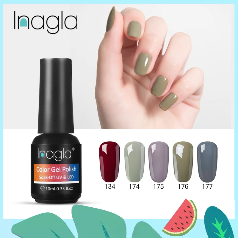 

Inagla 298 Gorgeous Colors Gelpolish Classic Gel Nail Polish 10ml Nail Art Soak Off UV & LED Lamp Hybrid Top Base Coat