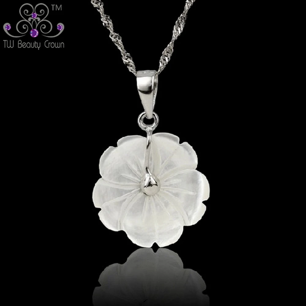 Подвеска из чистого серебра 925 пробы с натуральным жемчугом в виде цветка для