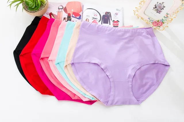 Plus Size XL-6XL High Waist Women Underwear Pure Cotton Comfortable Female Briefs  Panties Solid Culotte