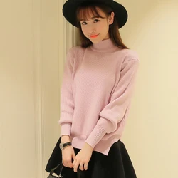 Шикарный свитер в Корейском стиле, пальто с роговыми рукавами для женщин, новинка, комплекты из шифона, милый свитер для девочек