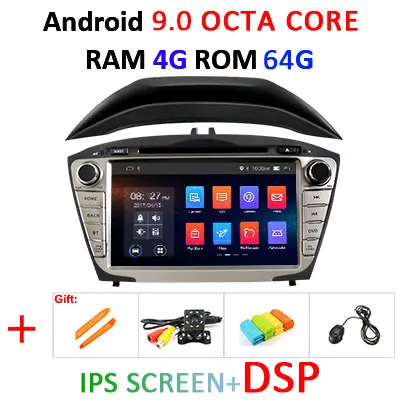 4G 64G Android 9,0 ips экран DSP AV выход автомобильный dvd-плеер для hyundai ix35 Tucson 2009- gps плеер навигация Радио стерео - Цвет: 9.0 4G 64G DSP