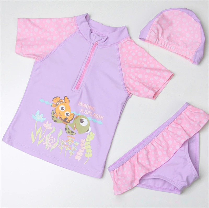 

New Model Kid Girls Two Pieces Swimwear 2-12 Y Baby Girl Rash Guard Pink Swimsuit Children Swimming Wear Swim Suit Bathing