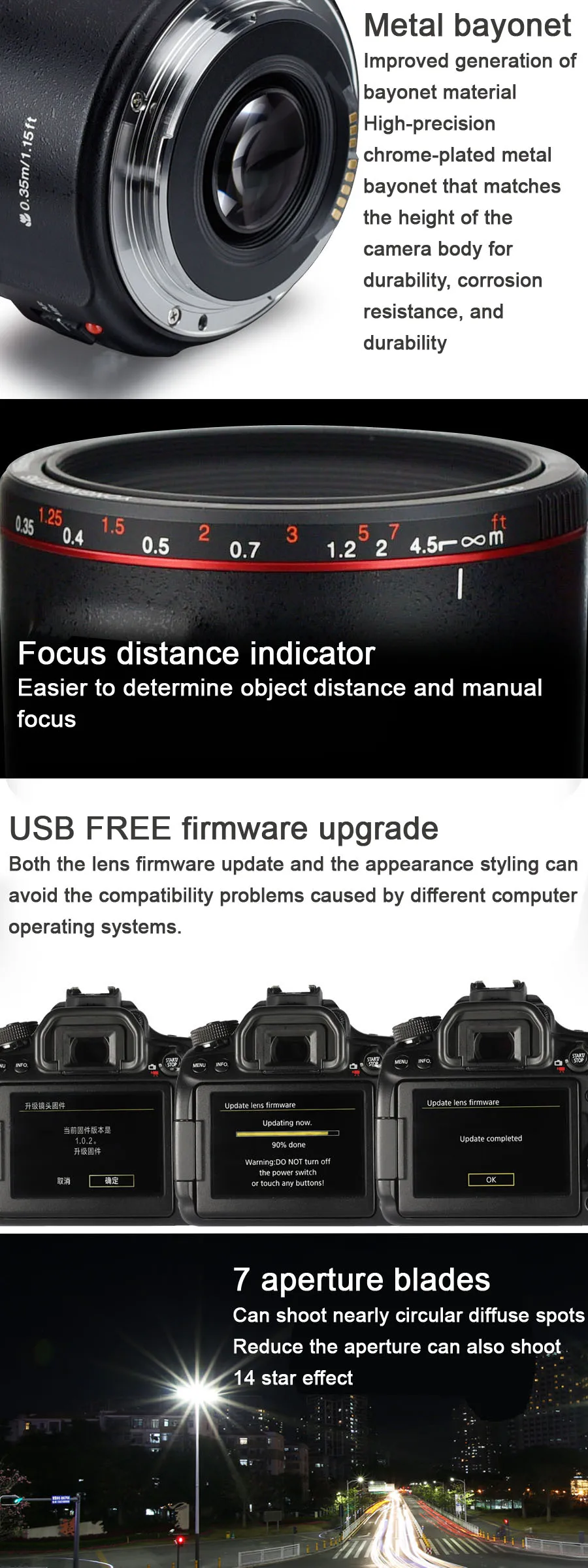 YONGNUO объектив YN 50 мм F1.8 II стандартное фиксированное фокусное расстояние Af/Mf Объективы для фотоаппаратов 0,35 М фокус металлический штык 1,8 Lenes