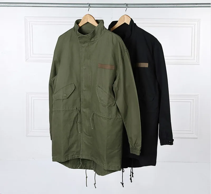 Высокая уличная теплая куртка хип-хоп зимняя куртка мужская куртка Модные повседневные куртки пальто черный/зеленый длинный Военный стиль