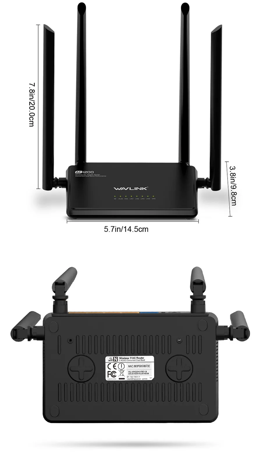 Wavlink 1200Mbs wifi повторитель/маршрутизатор/AP двухдиапазонный AC1200 Wi-Fi маршрутизатор расширитель диапазона wifi усилитель 2,4G/5 ГГц внешние антенны