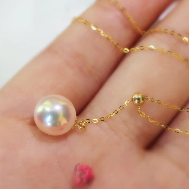 SINYA Trendy Multifunctional Pendant 8-8.5mm Pearl Pendant 18k Yellow Gold Chain& Akoya Pearl Pendant Necklace For Women Gift (4)