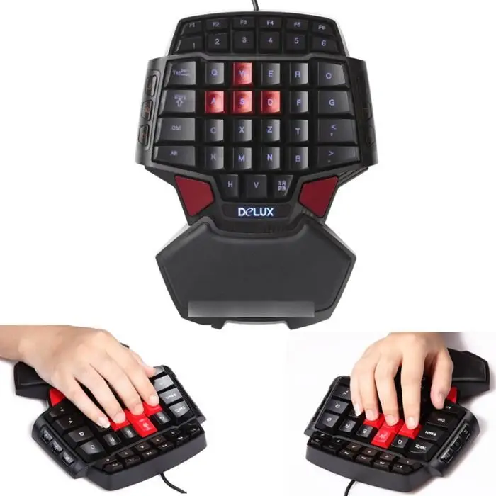 

Mini 47 Keys Palm Game Keyboard USB Wired Luminous LED OTA CF CS LOL Warcraft Single Hand Keyboard with Double space key
