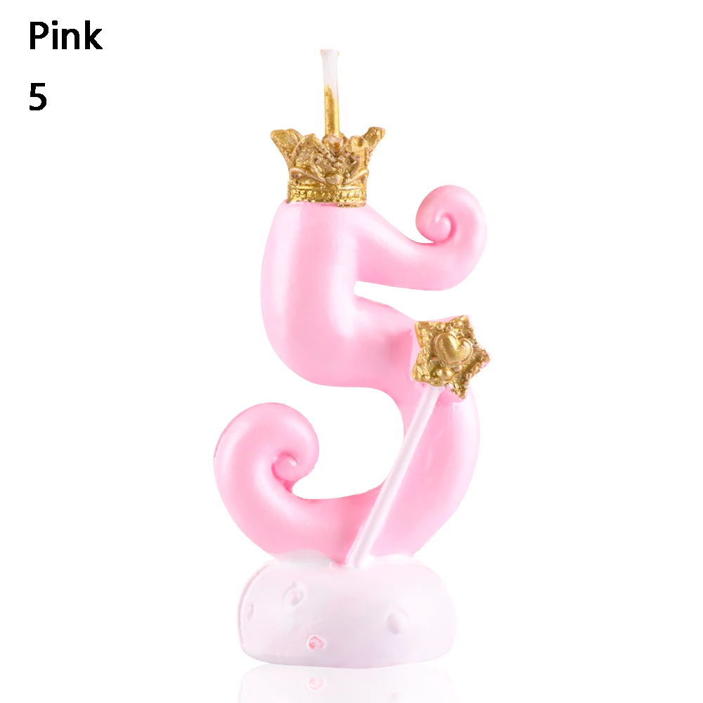 Новые милые День рождения розовая Свеча в форме короны украшение для торта ко дню рождения 0-9 цифровой свечи-цифры спрос среди детей декор для вечеринки в честь Дня Рождения - Цвет: Pink-5