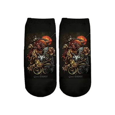 PLstar Cosmos Game of Thrones socks Summer Fashion 3D Cotton Socks Colorful Warm Short Ankle Socks high quality-2 - Цвет: 8