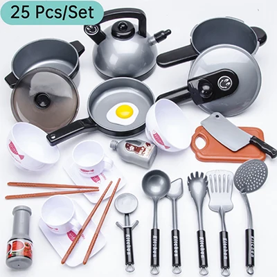 Simulation Microwave Oven Home Appliances Toys Pretend Play Kitchen Set Cooking Play Food Set Toy Developmental Gift Toy D89 - Цвет: 25 Pcs