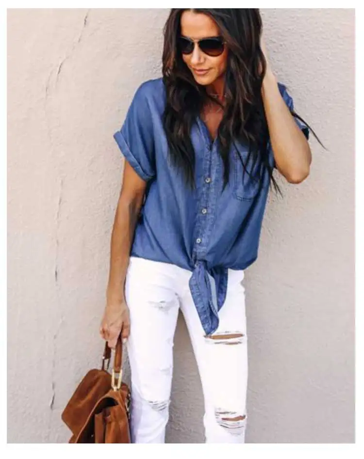 pullover denim shirt womens