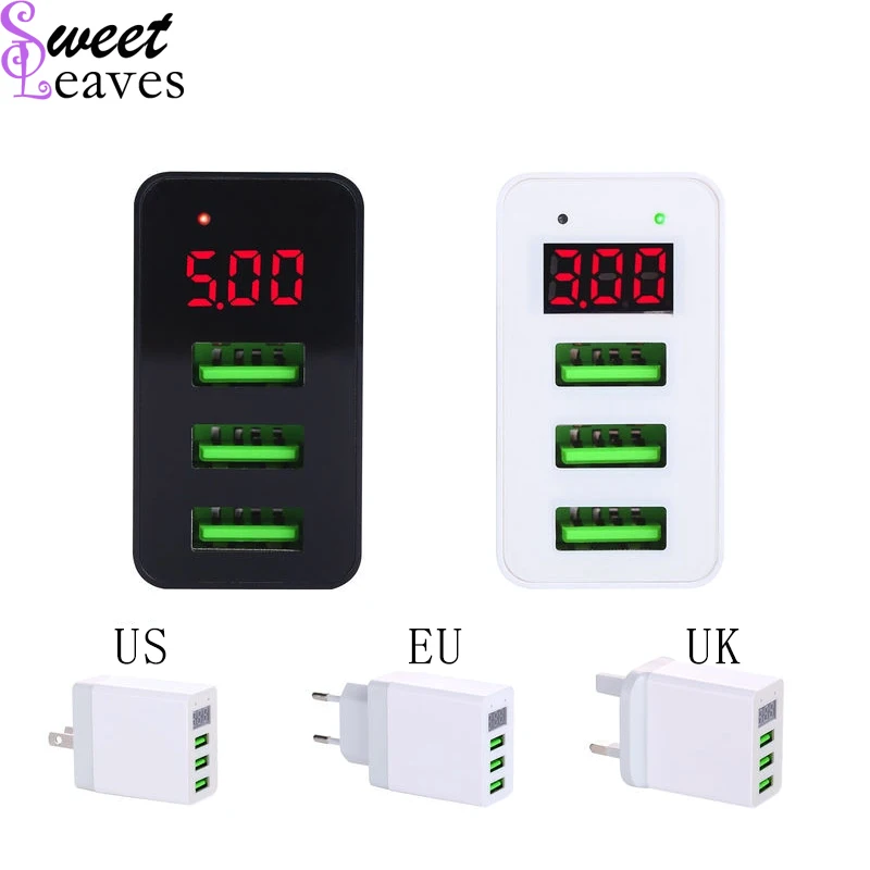 Usb charger 3 port LED Display Mobile Phone charger