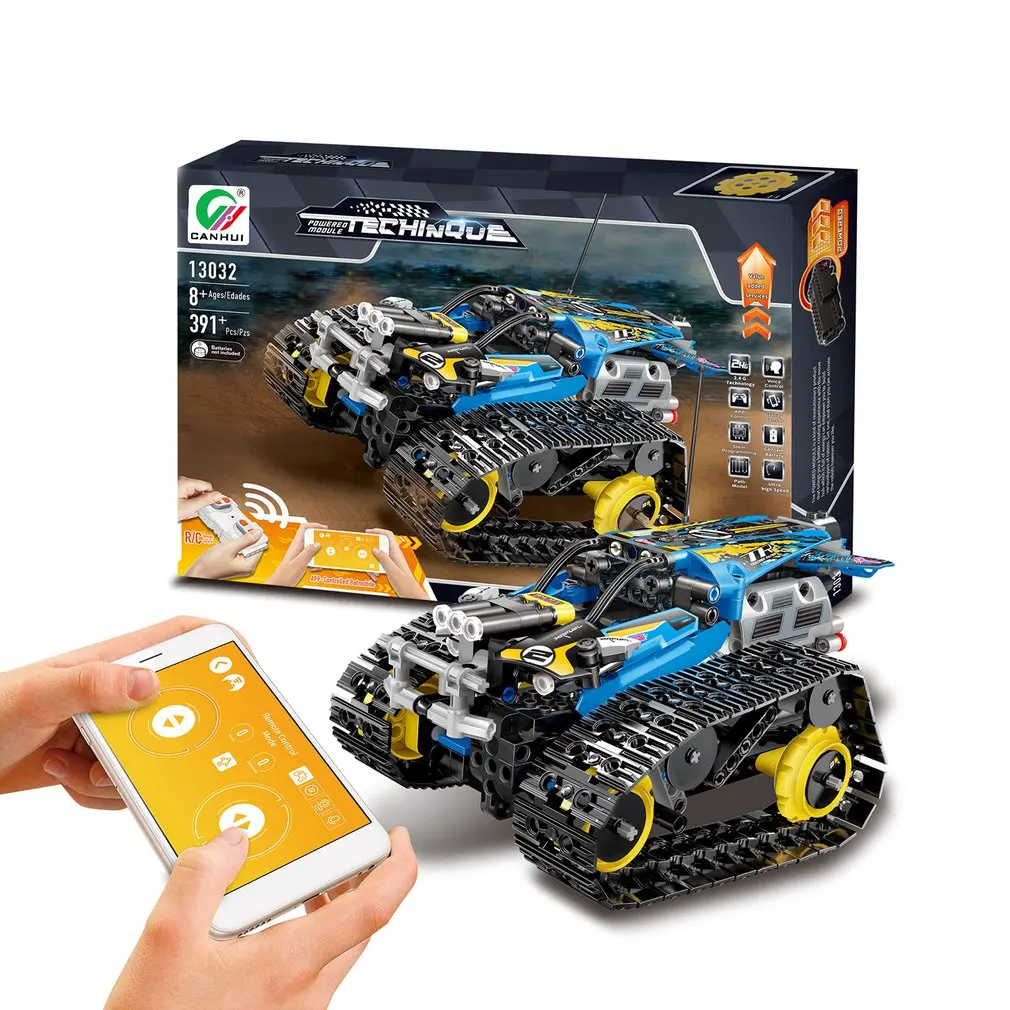 

DIY Technic 2.4G/APP Remote Control Tracked Racing Car Building Blocks with Motor For Children Remote Vehicle Bricks Toys