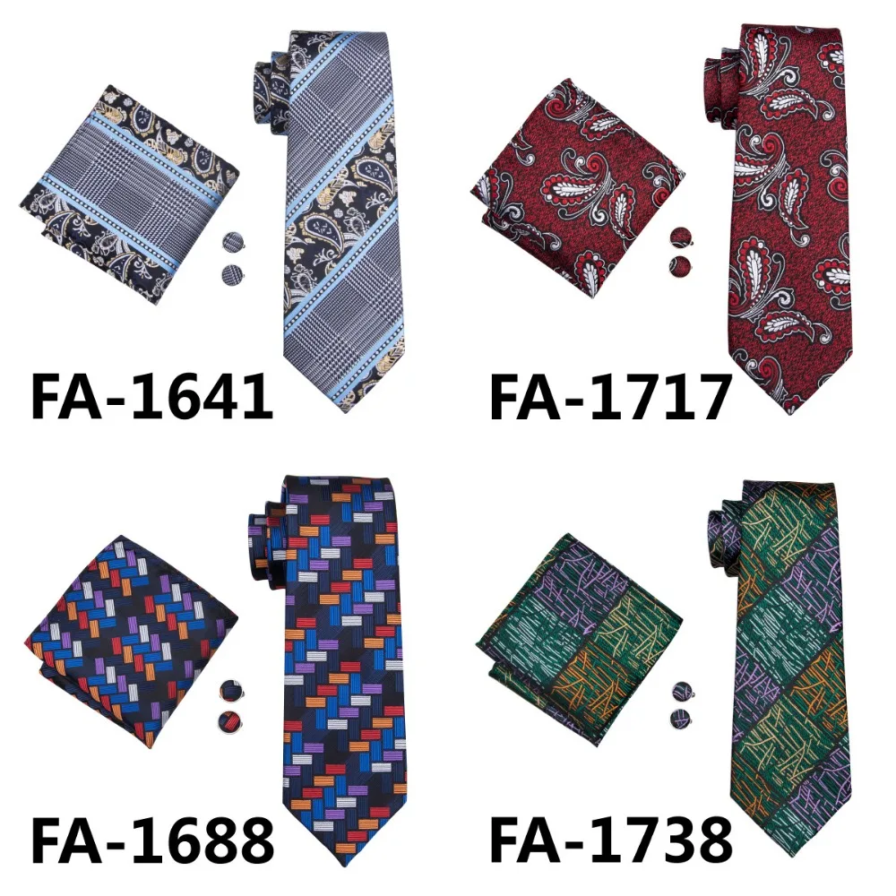 FA-704 Красный мужской галстук в клетку шёлковый жаккард шейный галстук, носовой платок, запонки набор галстуков для мужчин деловые Свадебные вечеринки