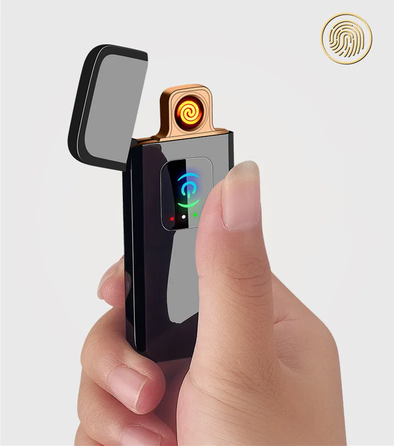 Новая USB Зажигалка перезаряжаемая Электронная зажигалка светодиоды на батарейках дисплей Winderproof беспламенная двухсторонняя сигарная плазма