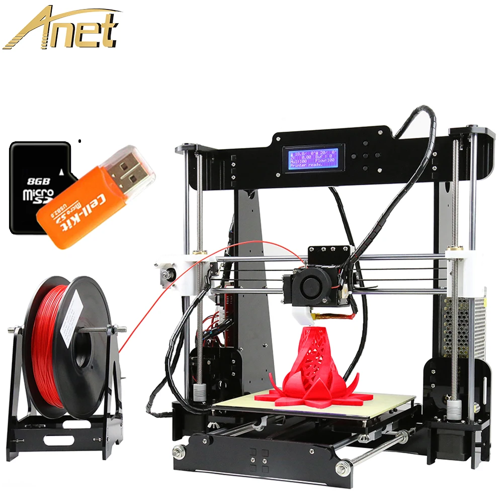 

Easy Assemble Anet A6 A8 3D Printer Kit High Precision Reprap Prusa i3 DIY 3D Printing Machine with Aluminum Hotbed Filament