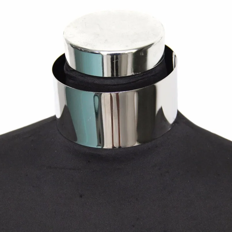 Metal Choker Necklace Punk Fashion Wide Alloy Collars For Women