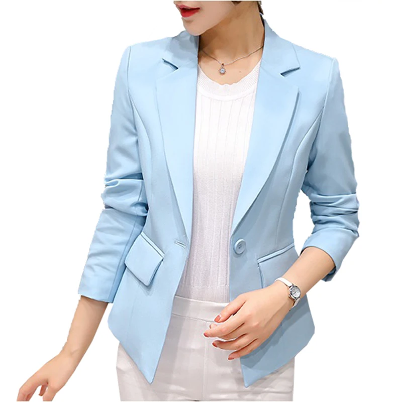 2019 Blazer Femme Vestes Femmes Blazer Rose À Manches Longues Blazers Solide Un Bouton Manteau Mince Office Lady Jacket Femme Tops costume