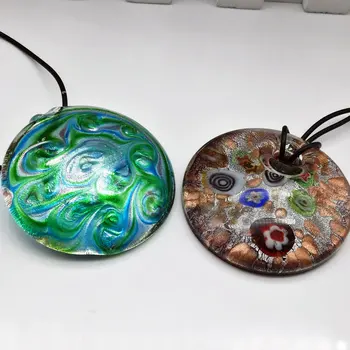 

4 PCS circular Glass Lampwork Murano Necklace Pendant 50mm CHIC