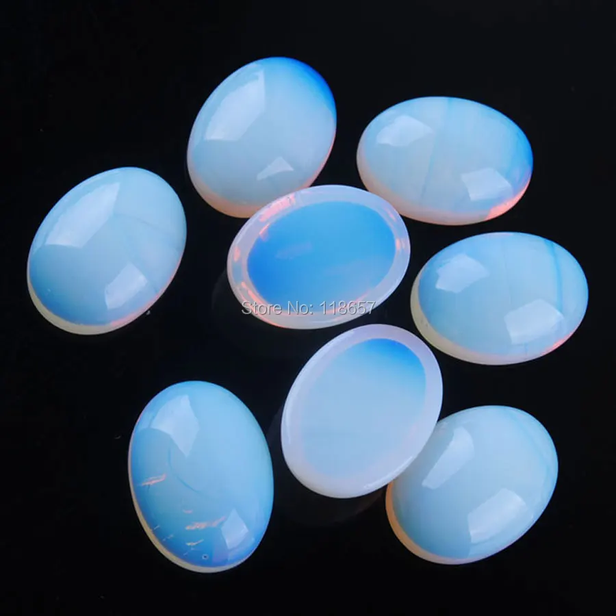 

YOWOST Free shipping Natural Opalite Gem Stone Flat Back Oval Cabochon CAB No Drill Hole Jewelry Finding 13x18mm 10Pcs IU3004