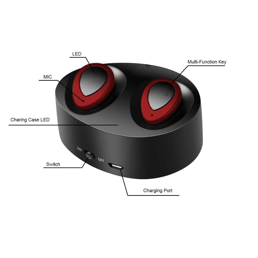 Bluetooth гарнитура беспроводная двойная стерео bluetooth встроенный микрофон и зарядная