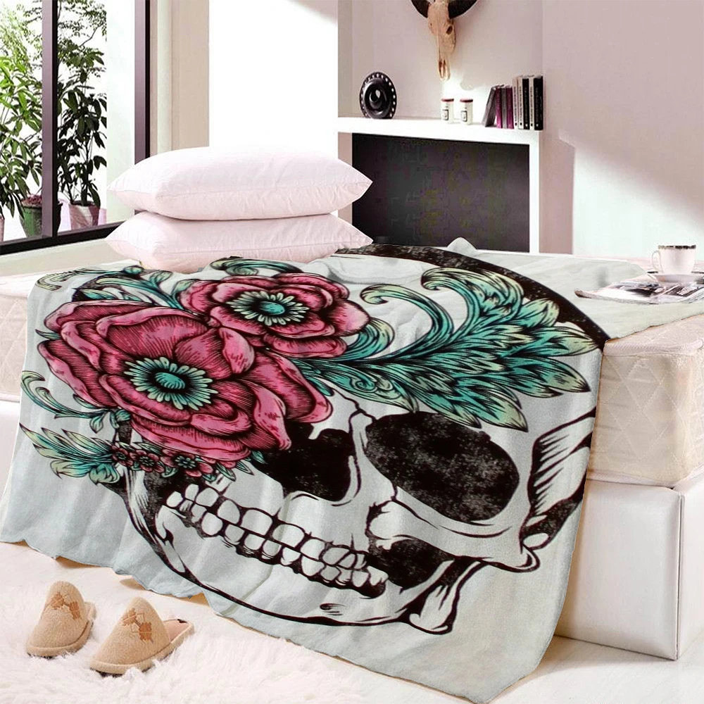 

Skull Simple Art Nap Blanket Beach Towel Bath Towel Super Soft and Comfortable Velvet Plush Throw Blanket Custom Blanket