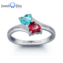 Personalizada infinito Love Promise anillo doble corazón piedras plata 925 joyería caja de regalo ( Silveren SI1789 )