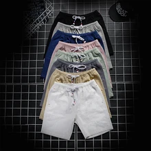 Для Мужчин's шорты из хлопчатобуманой ткани "канифас" шорты по колено Для мужчин Летняя мода Повседневное свободные большой размер, эластичный пояс Рубашки домашние Пляжные шорты