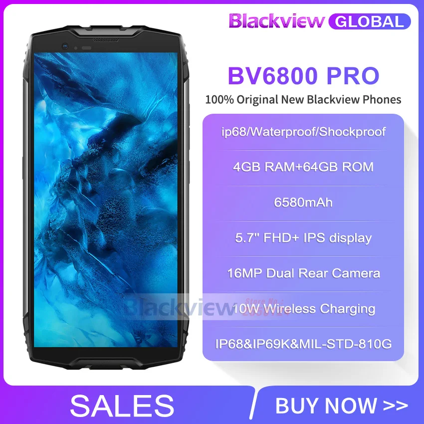 Blackview BV6800 Pro 5," FHD ips экран IP68 водонепроницаемый смартфон IP69K MTK6750T 4 Гб 64 ГБ Android 8,0 NFC мобильный телефон 6580 мАч