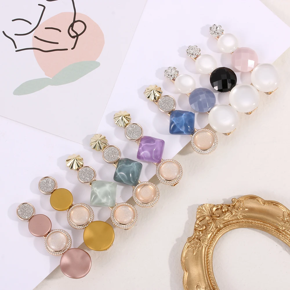 

Colorful Beads Barrettes Wedding Party Geometric Hair Styling Fashion Acetate Hairpins for Women Korea Japan Hair Clips Girl